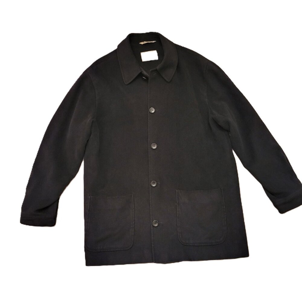 Pronto Uomo Womens Collared Long Sleeve Button Pea Coat Black Sz Medium